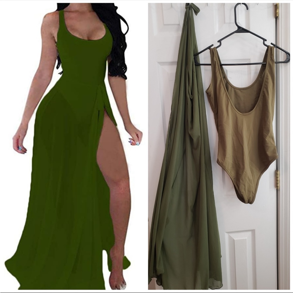 See through backless maxi bodysuit